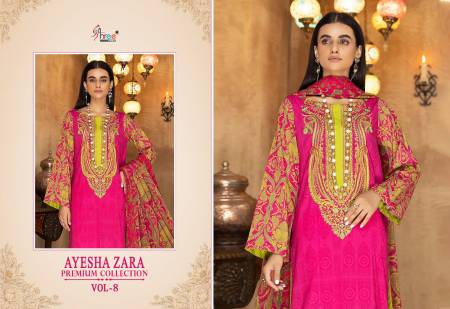 Shree Ayesha Zara Premium Collection 8 Cotton Pakistani Suits
